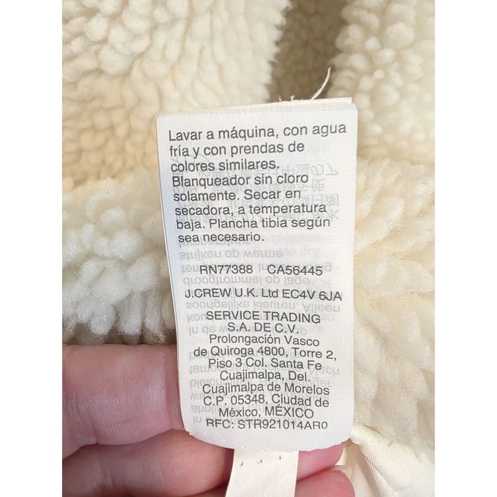 J Crew Teddy Fleece Shawl Collar Coat Jacket Cream Sherpa Lagenlook sz M